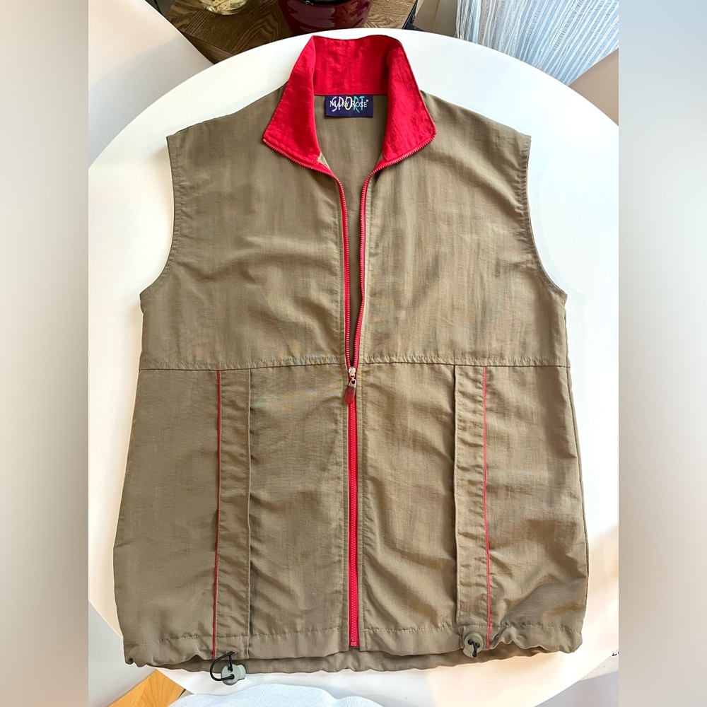 90s Retro Red and Olive Sport Vest